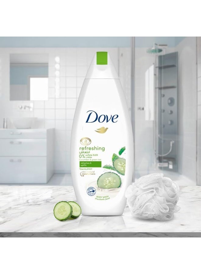 Dove .DOVE Refreshing Body Wash, for instant nourishing, Cucumber and Green Tea, No Sulfates or Parabens, 500ml - Image 5